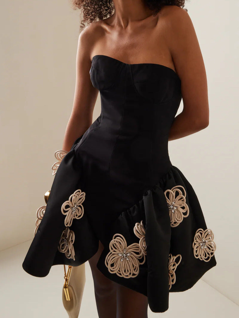Sheath Poncho Black Floral Bandage Dresses