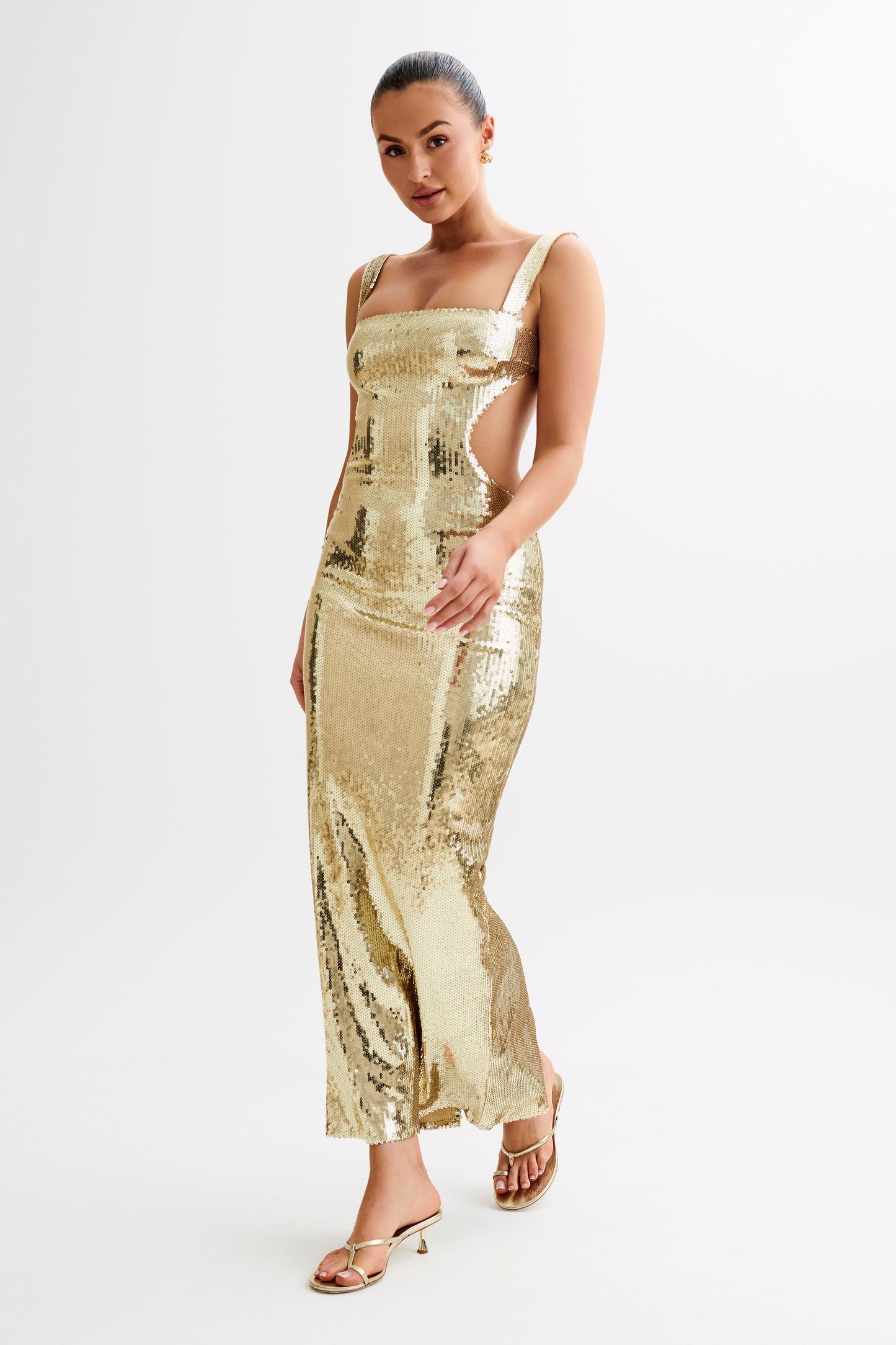 Sequin Cut Out Maxi Dress