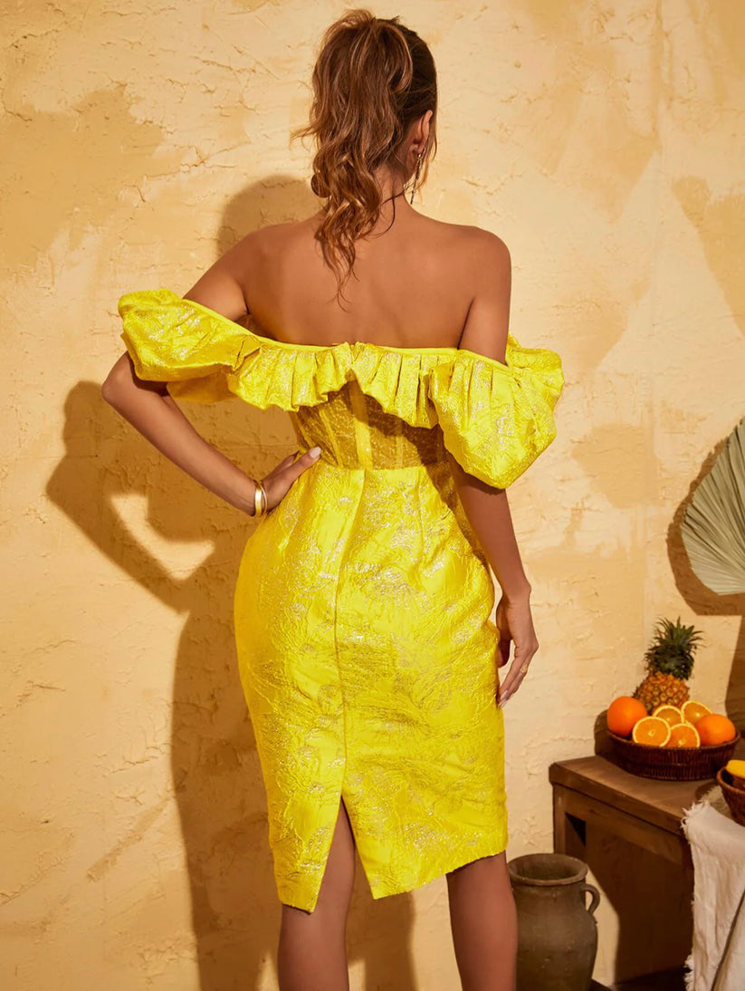 V-Neck Backless Jacquard Wrap Midi Dresses