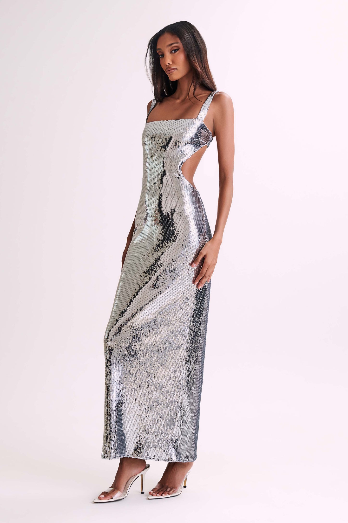 Sequin Cut Out Maxi Dress