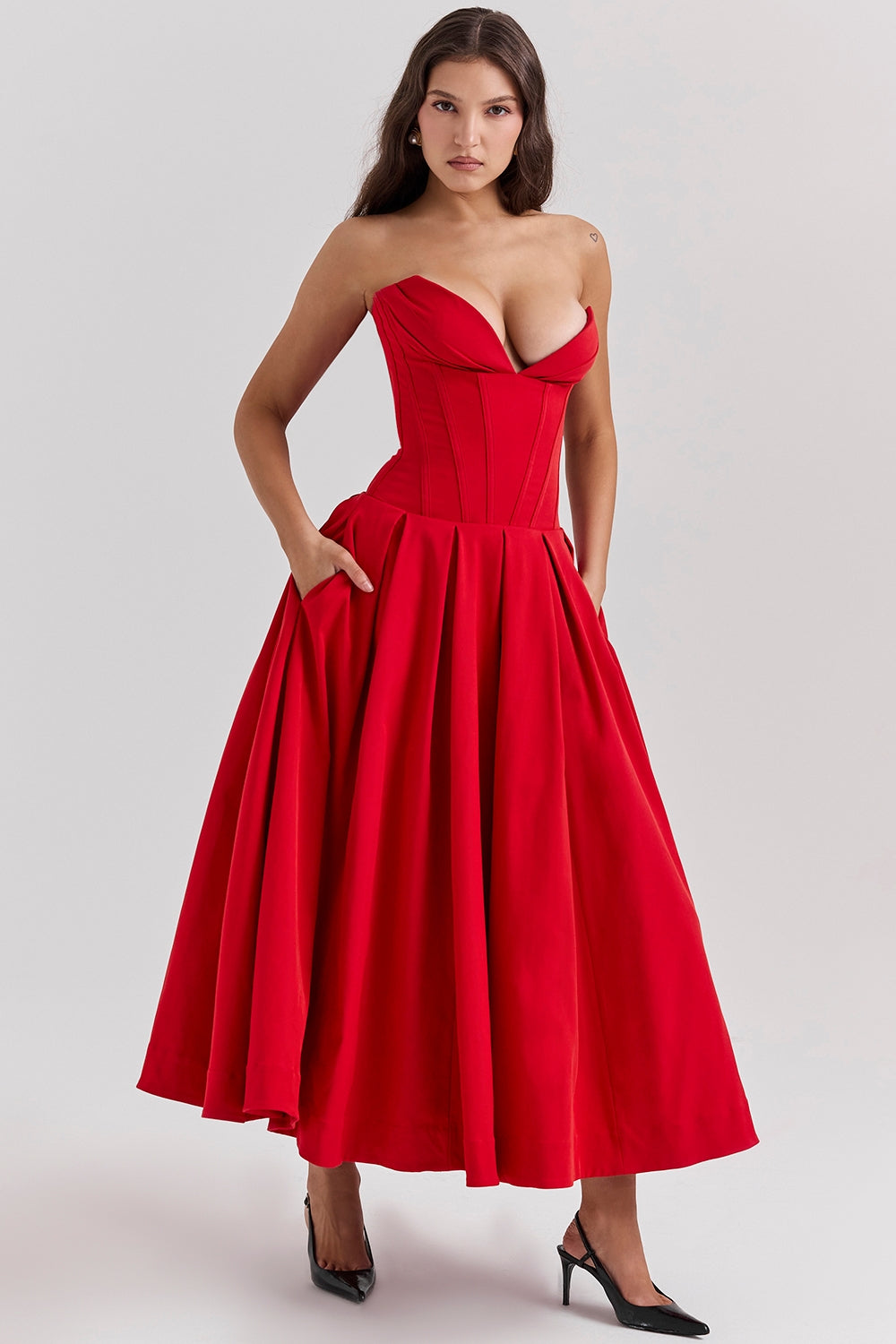 Strapless Corset Style Maxi Dress