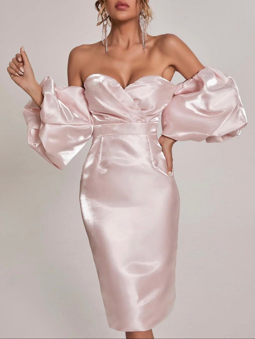 Bubble Sleeve Backless Slim Mini Dress