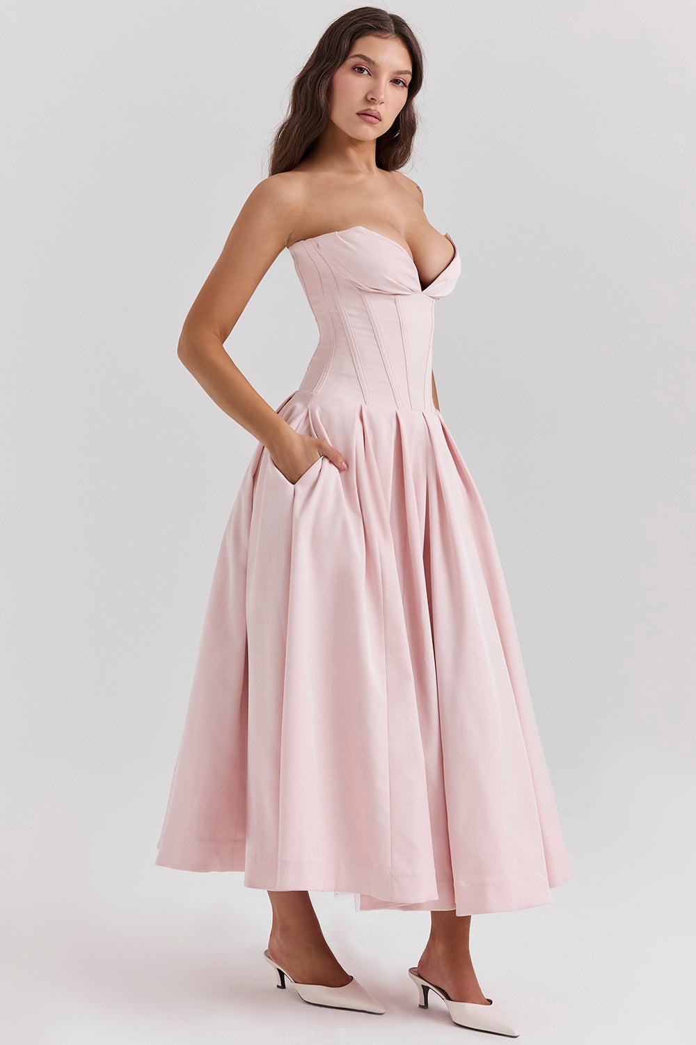 Strapless Corset Style Maxi Dress