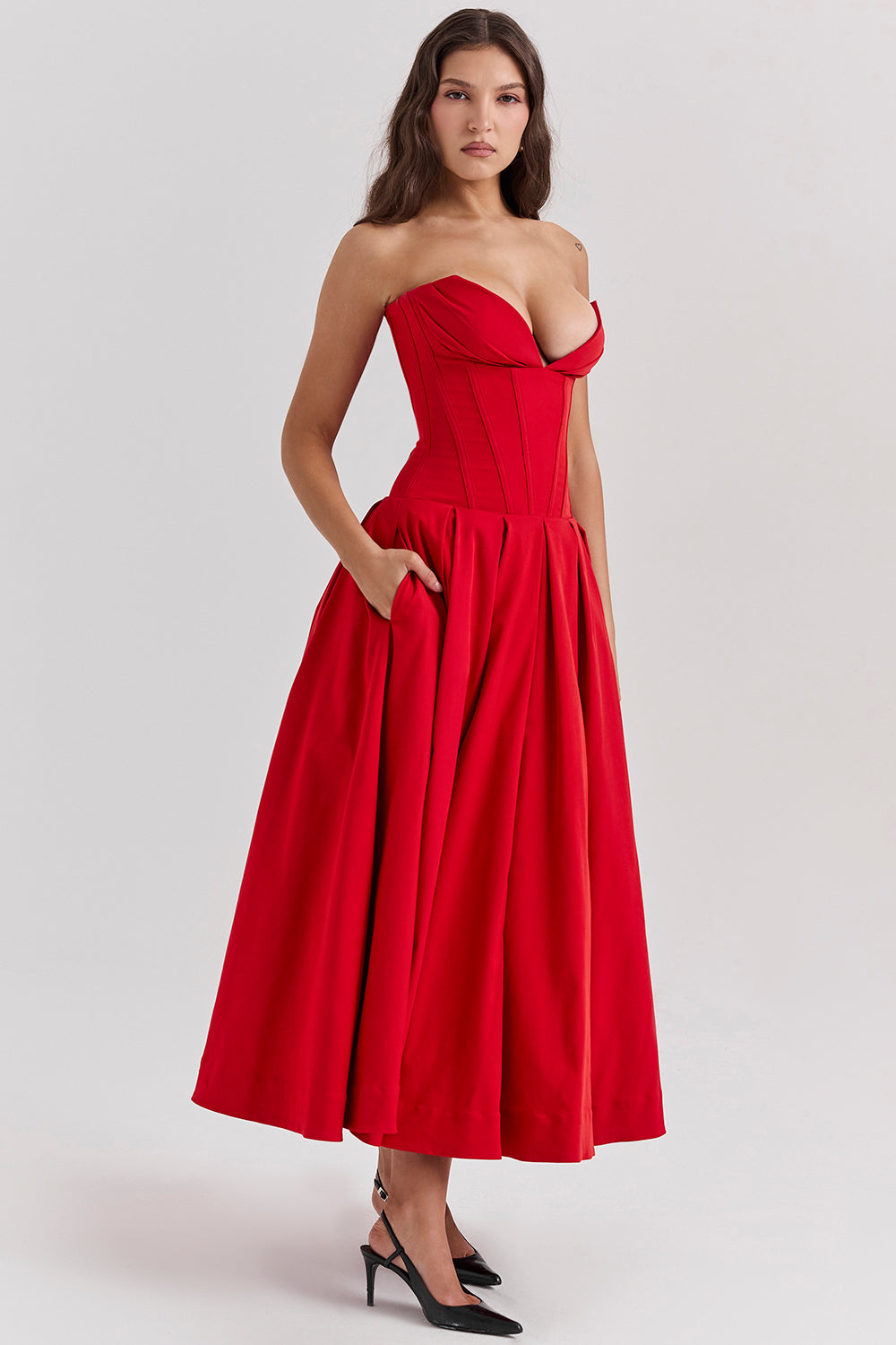 Strapless Corset Style Maxi Dress