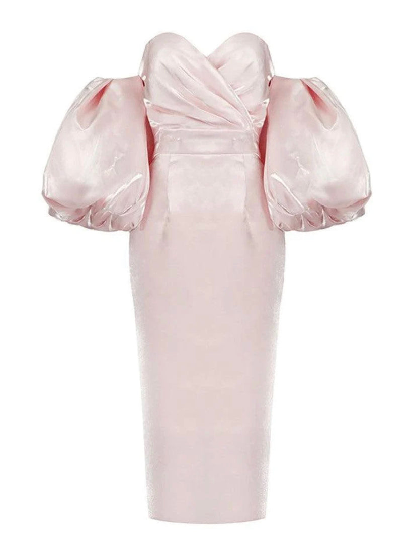 Bubble Sleeve Backless Slim Mini Dress