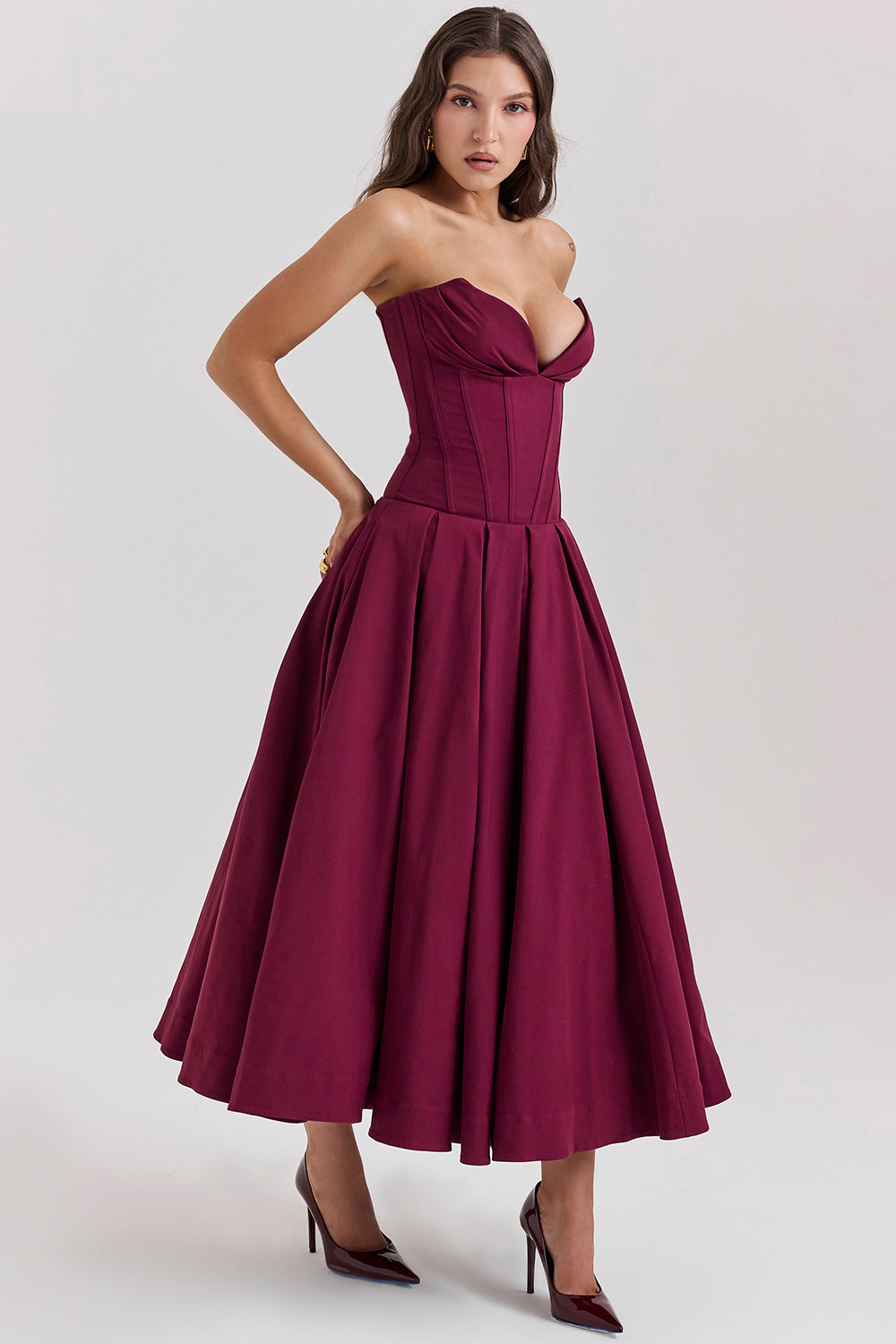 Strapless Corset Style Maxi Dress