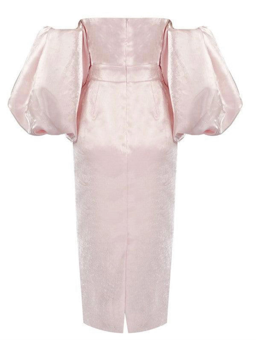 Bubble Sleeve Backless Slim Mini Dress