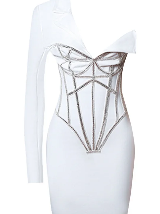 Sexy White Bandage Dress One Shoulder Dresses