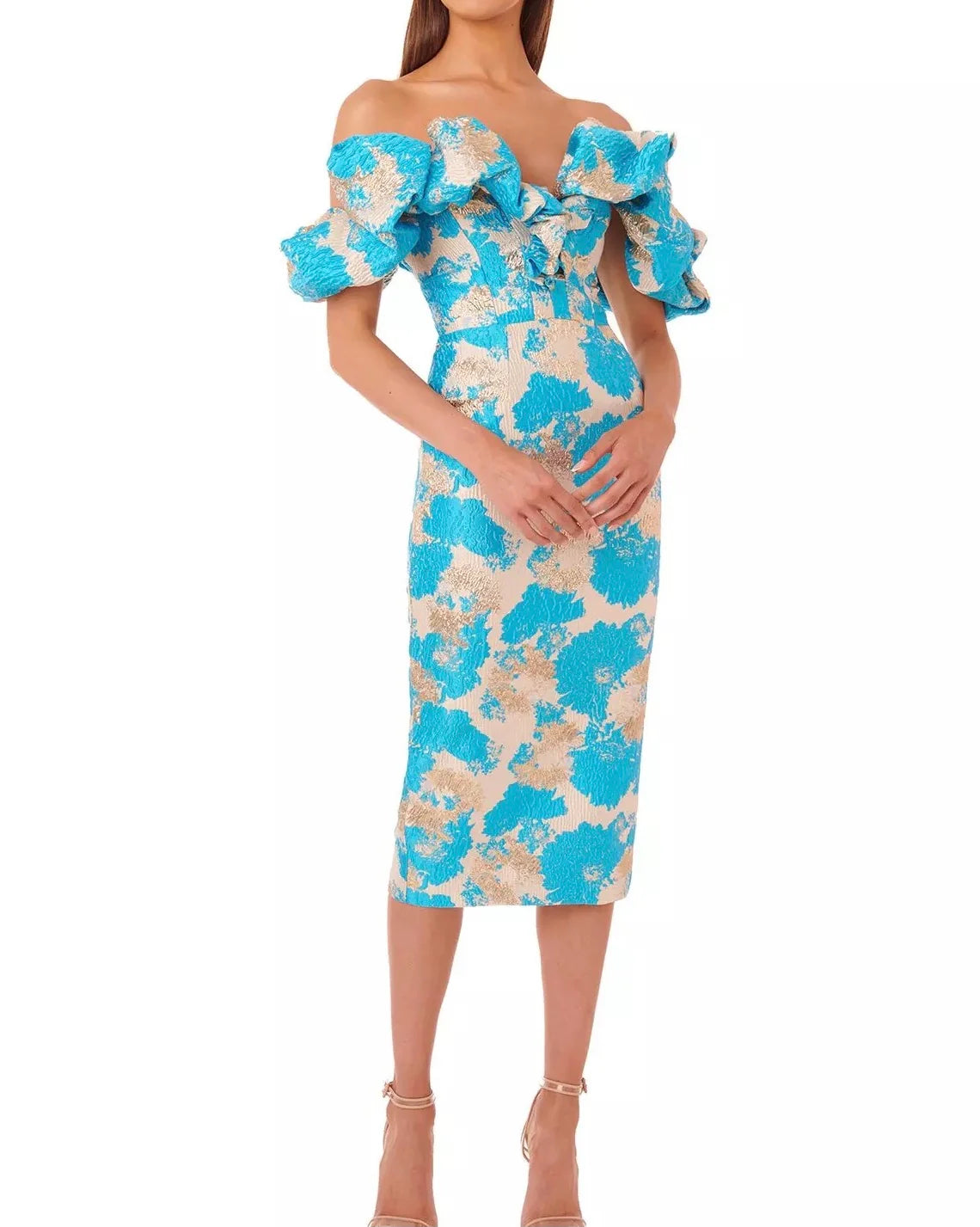 Mid-length Dress with Under-Neck Slit
