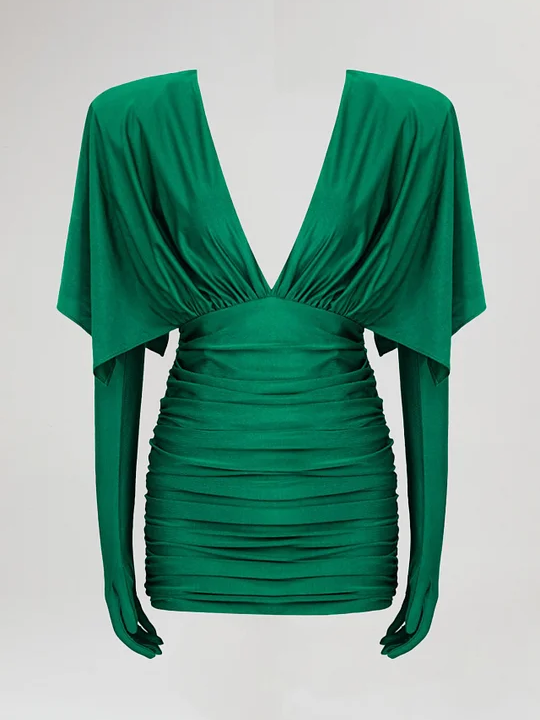 V-neck Pleated Two-Way Wrap Skirt