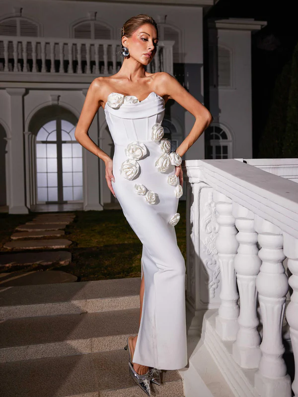 Cubic Floral Sheath Bandage Dress