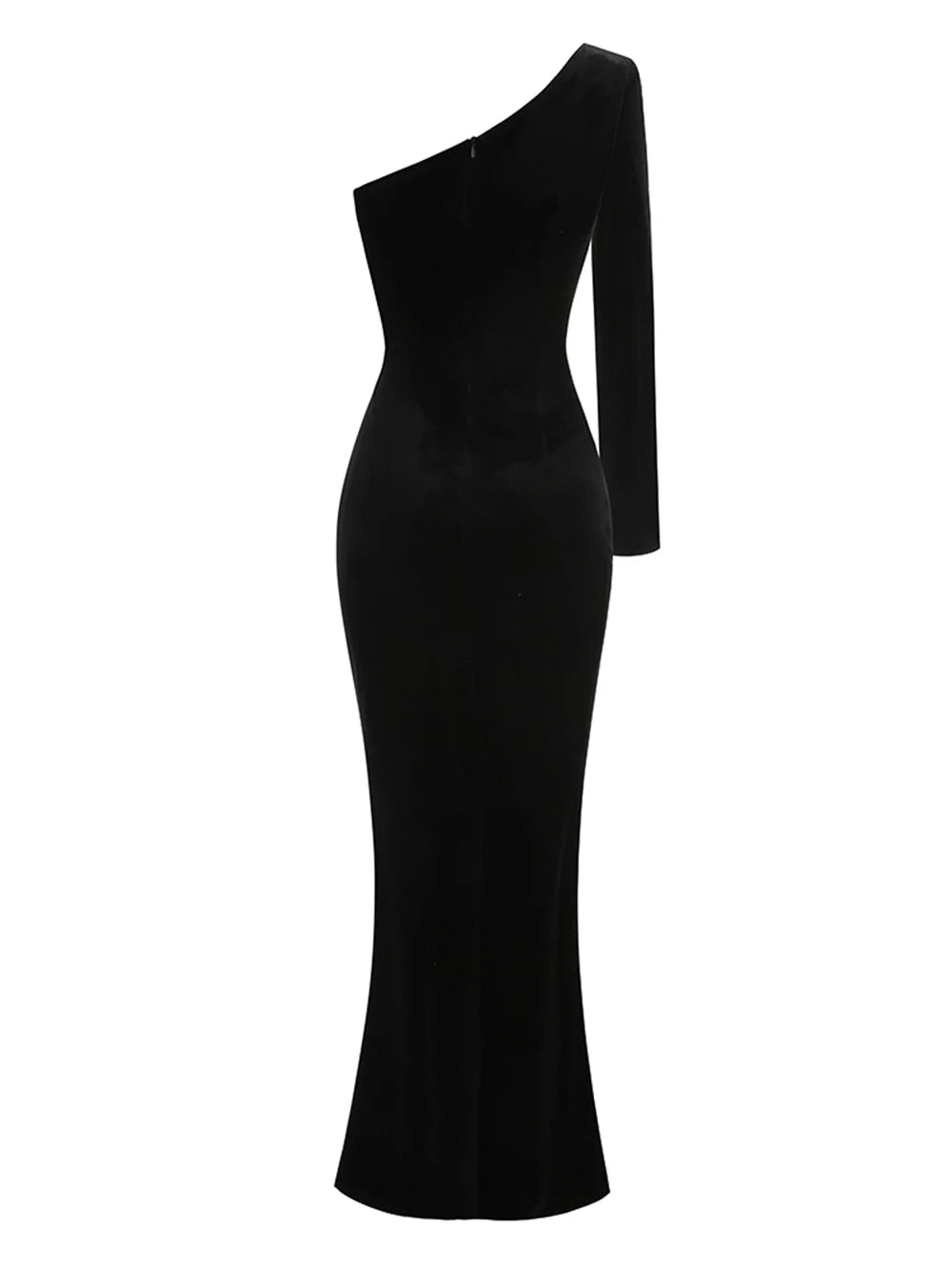 One Shoulder Long Sleeve 3D Flower Maxi Dress