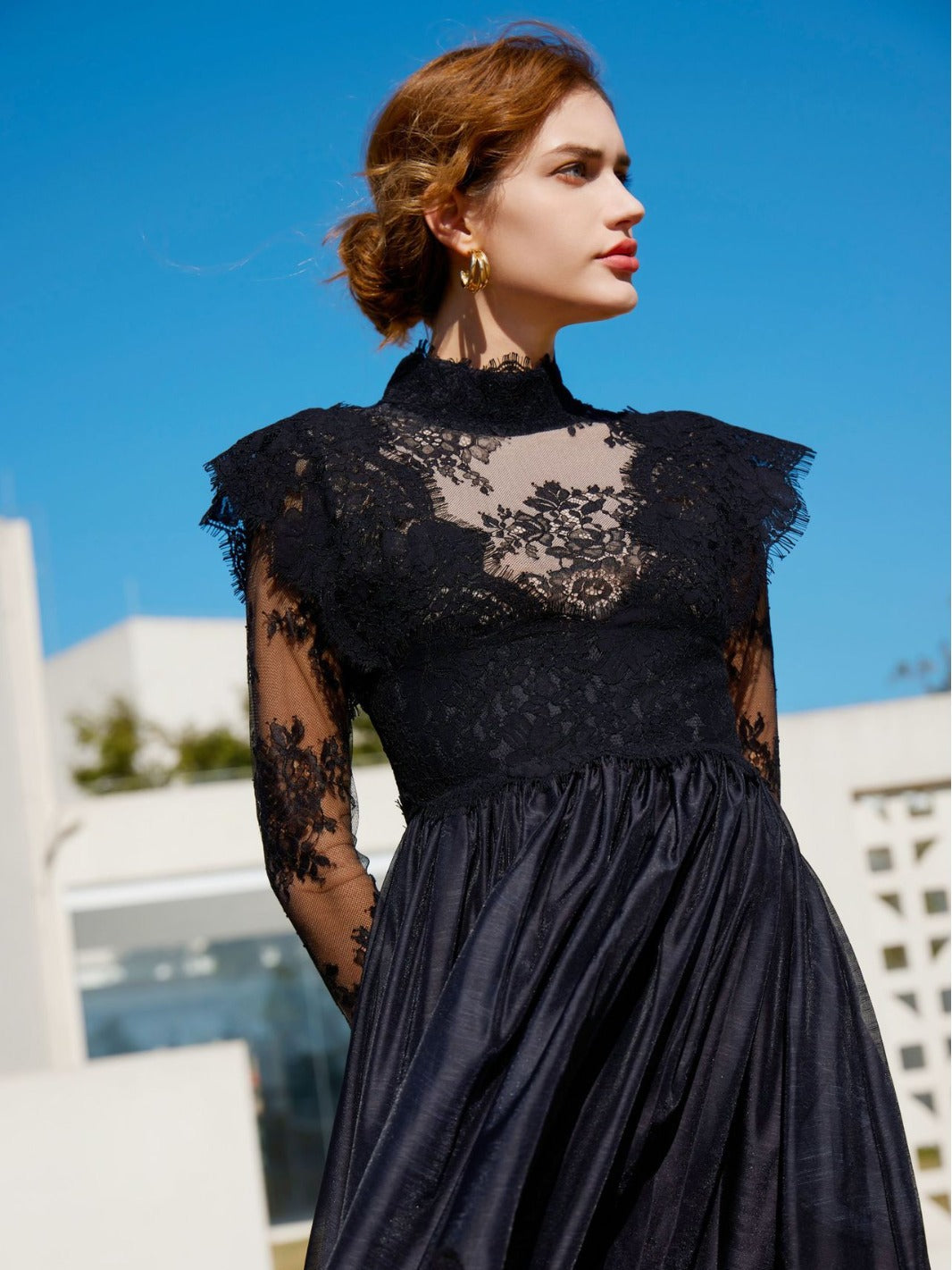 Long Sleeve Lace Turtleneck Dress
