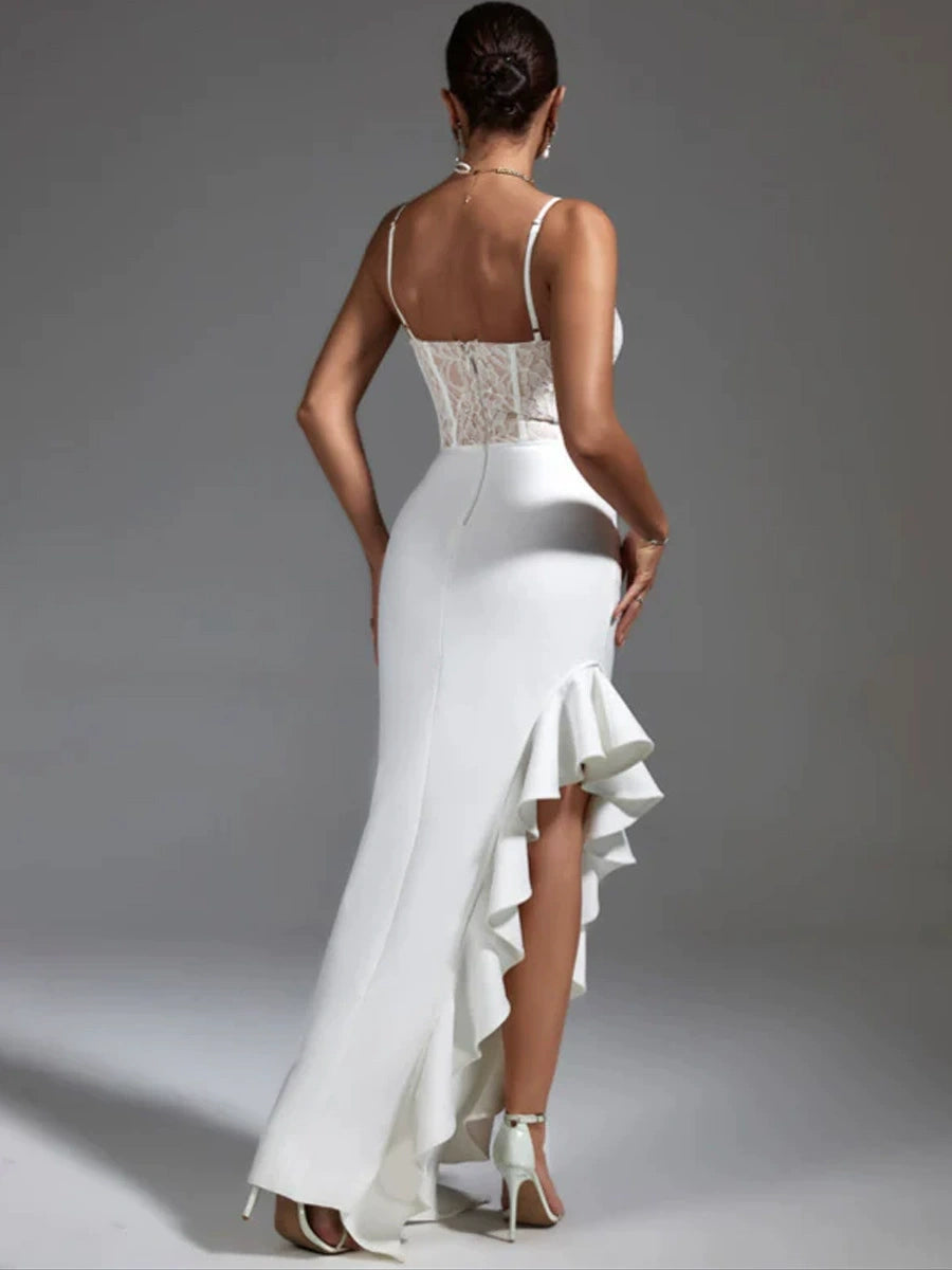 Kennedy White Lace Bandage Midi Dress