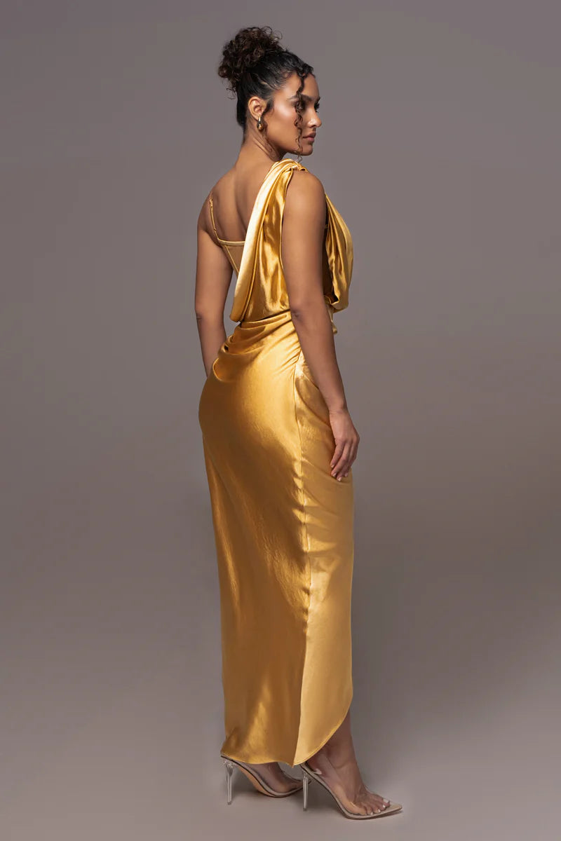 Strapless Sheer Ruched Evening Gown Dress - Yellow