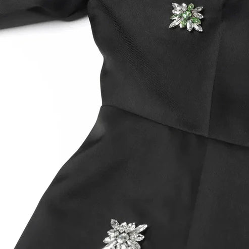 Ruffle Hem Black Mini Dress