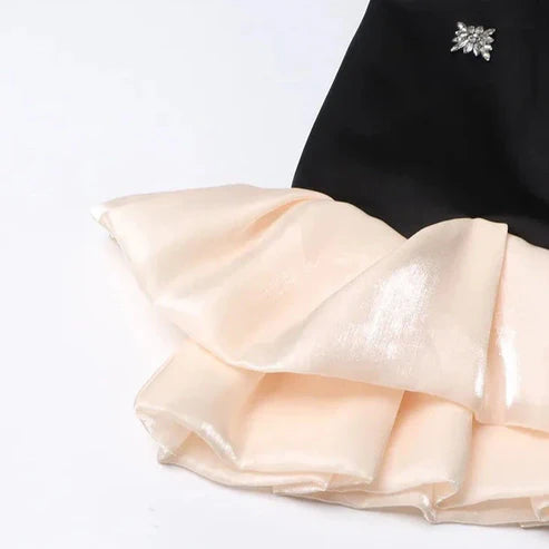 Ruffle Hem Black Mini Dress
