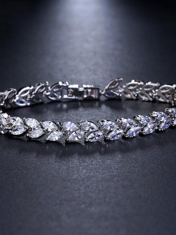 Leaf Bracelet with Diamonds and Zirconia Bracelet