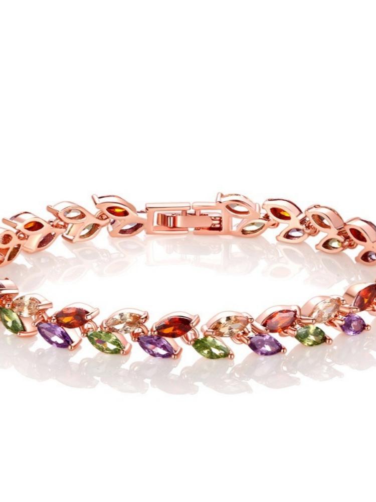 Leaf Bracelet with Diamonds and Zirconia Bracelet