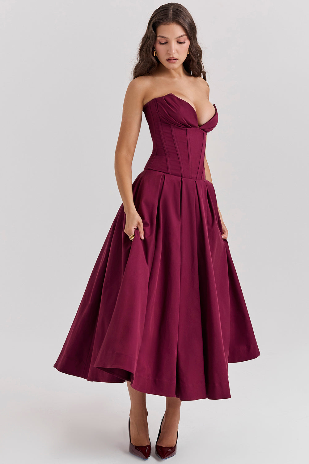 Strapless Corset Style Maxi Dress