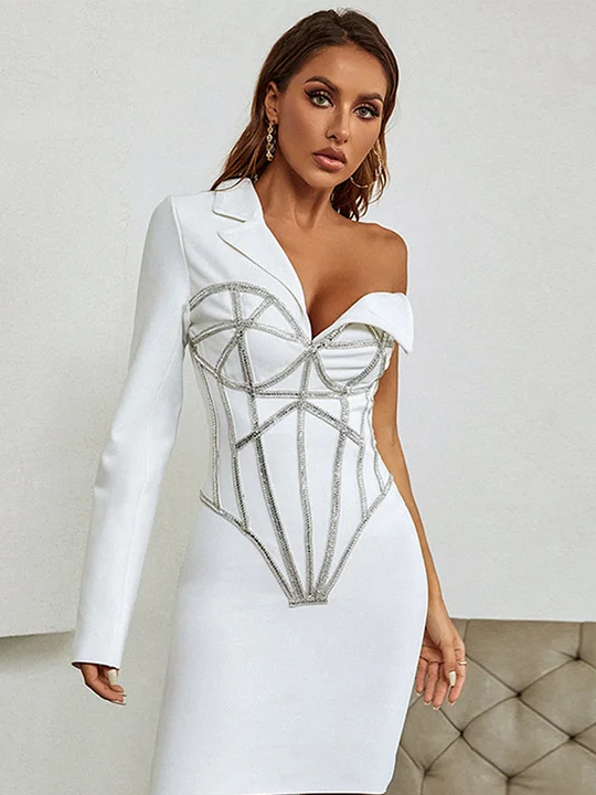 Sexy White Bandage Dress One Shoulder Dresses