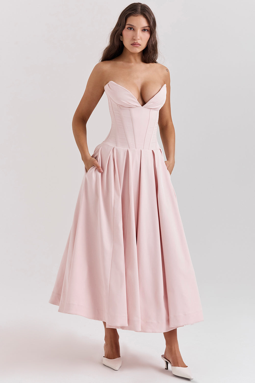Strapless Corset Style Maxi Dress