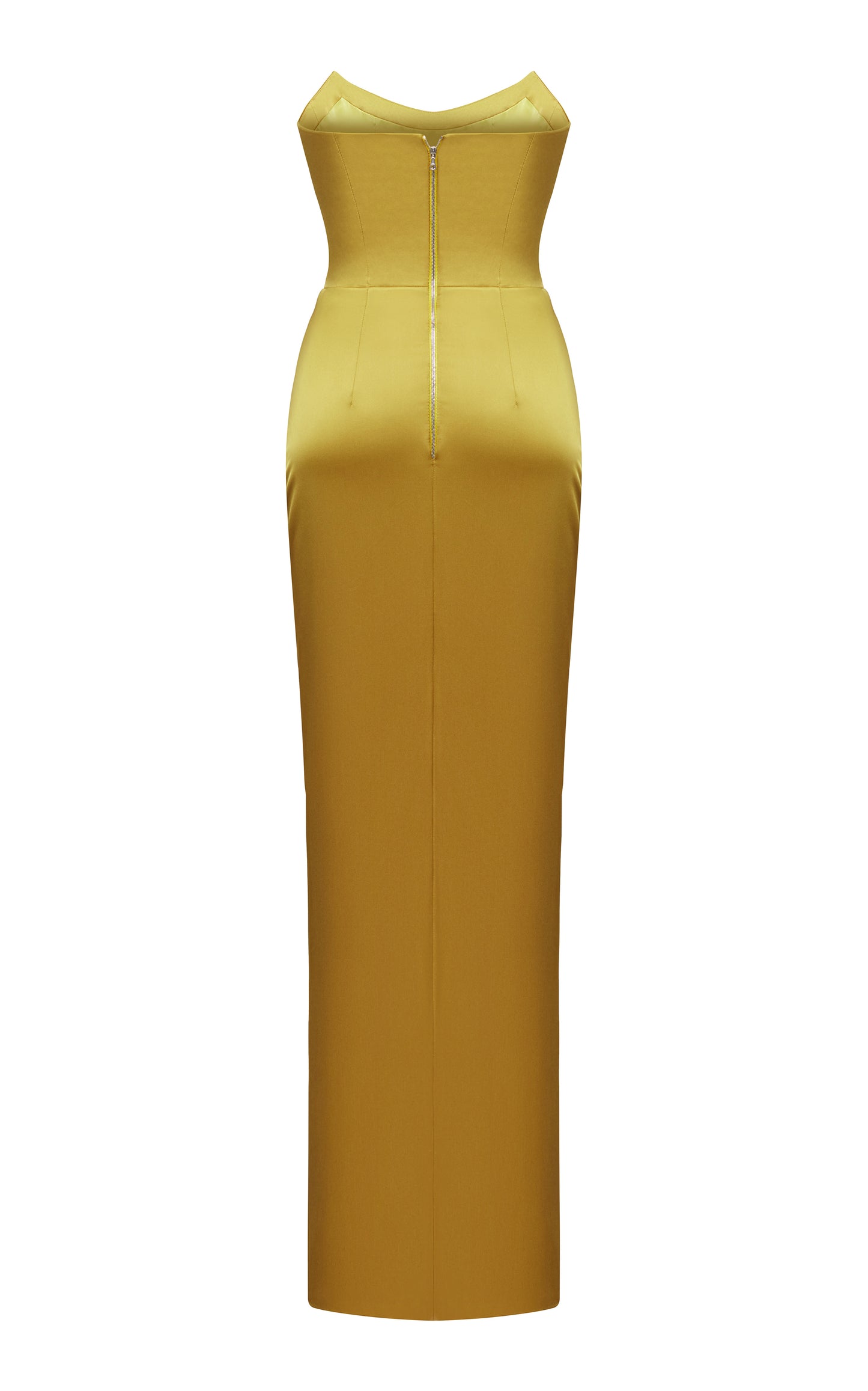 Draped Strapless Satin Maxi Dress