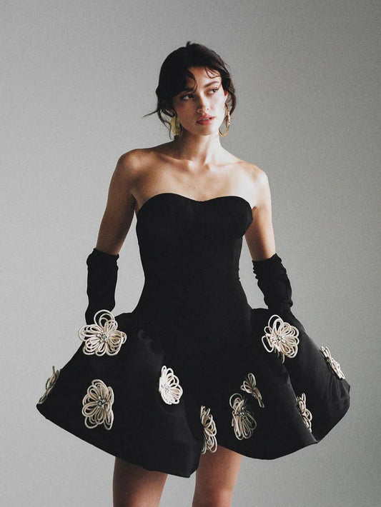 Sheath Poncho Black Floral Bandage Dresses