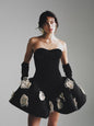 Sheath Poncho Black Floral Bandage Dresses
