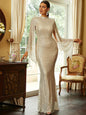 Gold Sequin Evening Gown Dress