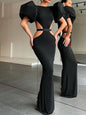 Package Hip Sexy Long Bubble Sleeve Banquet Evening Dresses