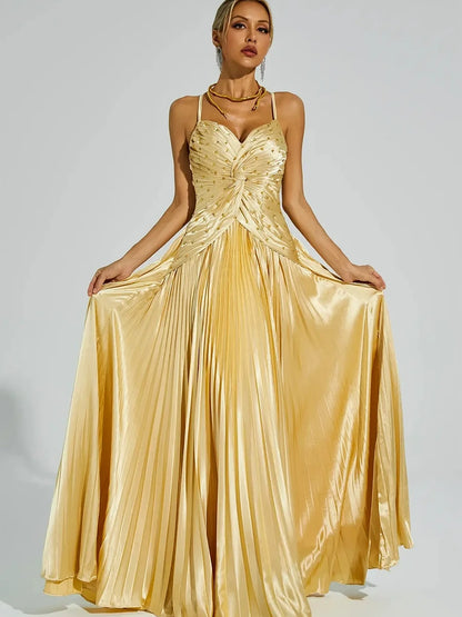 Halterneck Beadwork Strap Maxi Dress