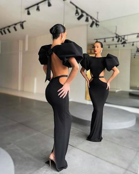 Package Hip Sexy Long Bubble Sleeve Banquet Evening Dresses
