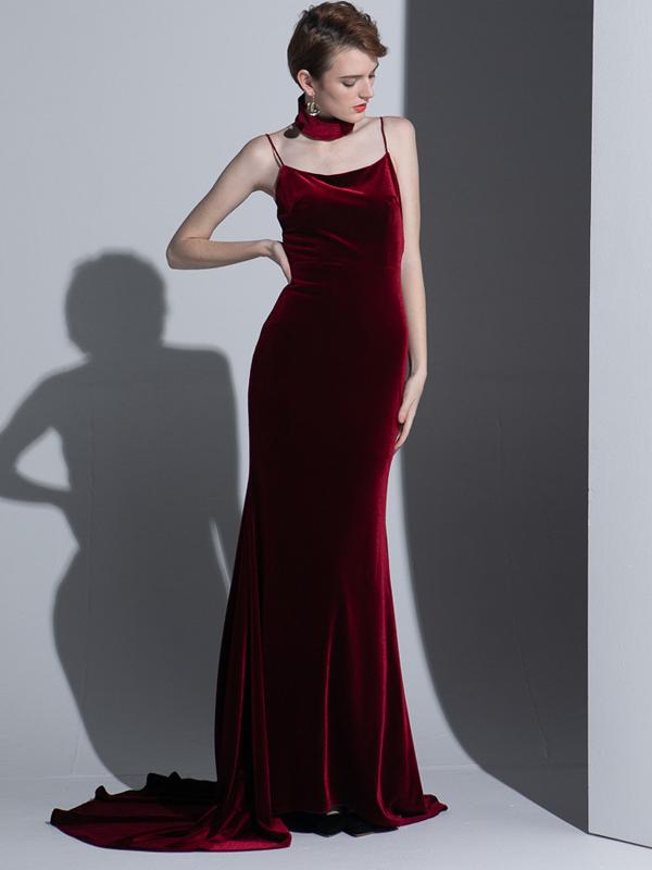 Halter Backless Elegant Velvet Small Dresses