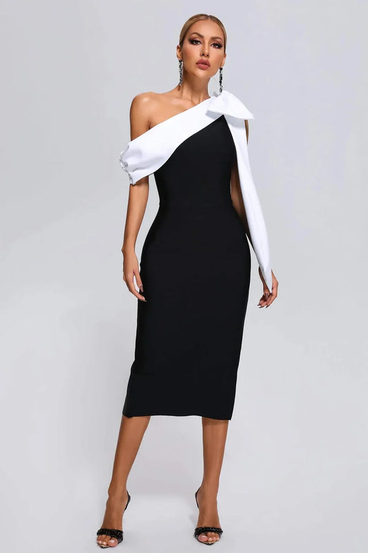 Bow-tie Off Shoulder Midi Dress