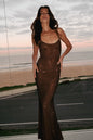 Sequin Shine Open Back Maxi Dress