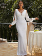 Luxury Hepburn Style Fishtail Sequin Maix Dress