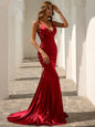 Solid Color Backless Strappy Fishtail Trailing Dress