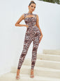 Leopard Print Ink-Wash Yoga Jumpsuit