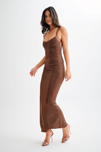Sequin Shine Open Back Maxi Dress