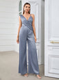 Deep V-Neck High-Waisted Jumpsuit