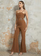 Sexy Suspender Elegant Slim with Belt Flare Jumpsuit