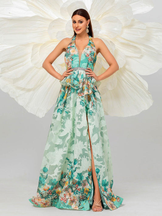 Sleeveless V-neck Neckline Swing Dress
