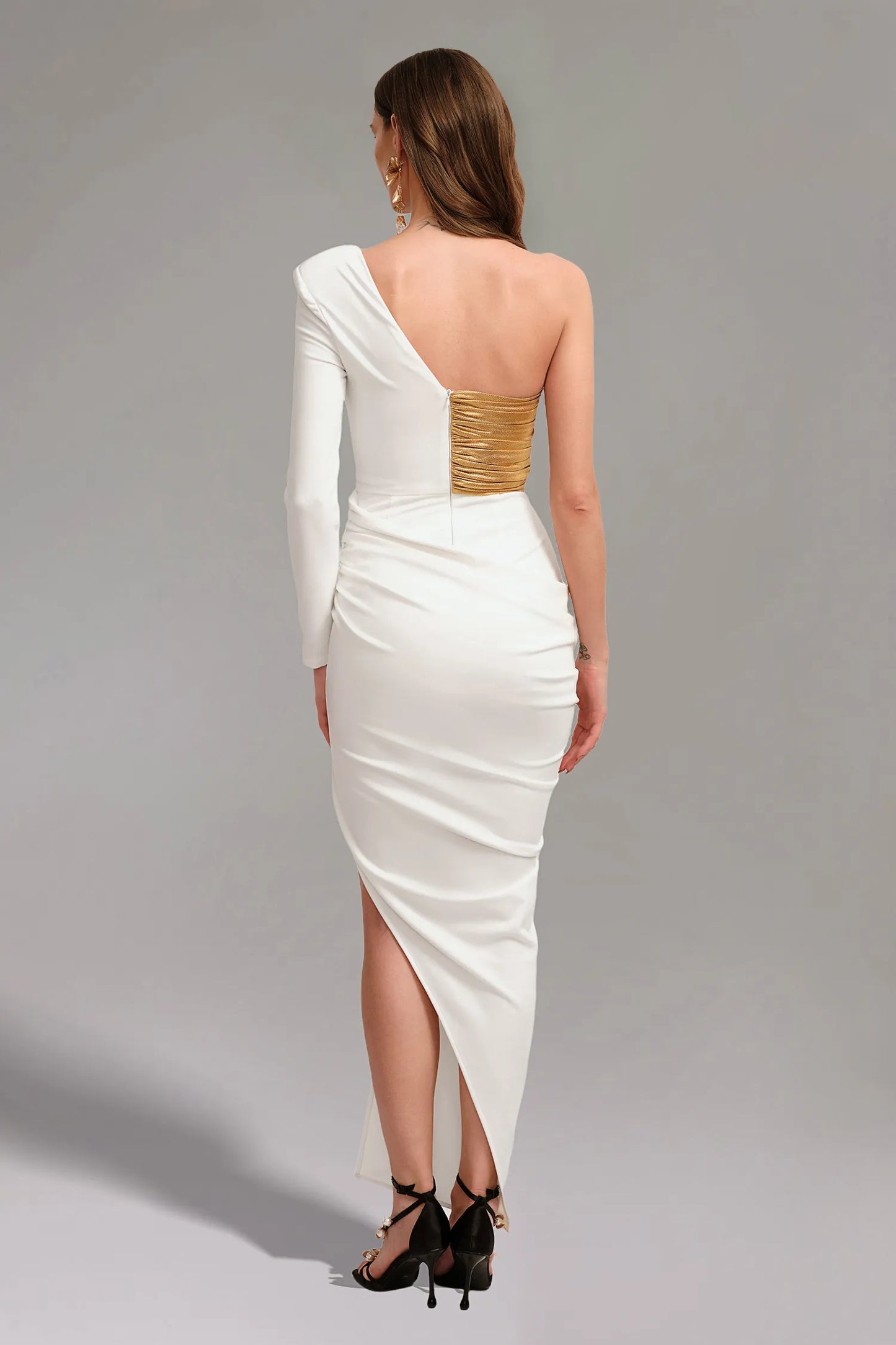 Patchwork Slit Knitted Maxi Dress