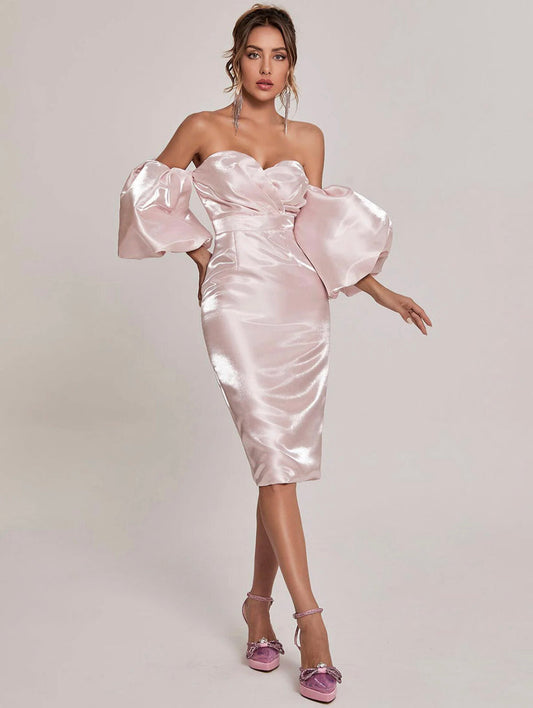 Bubble Sleeve Backless Slim Mini Dress