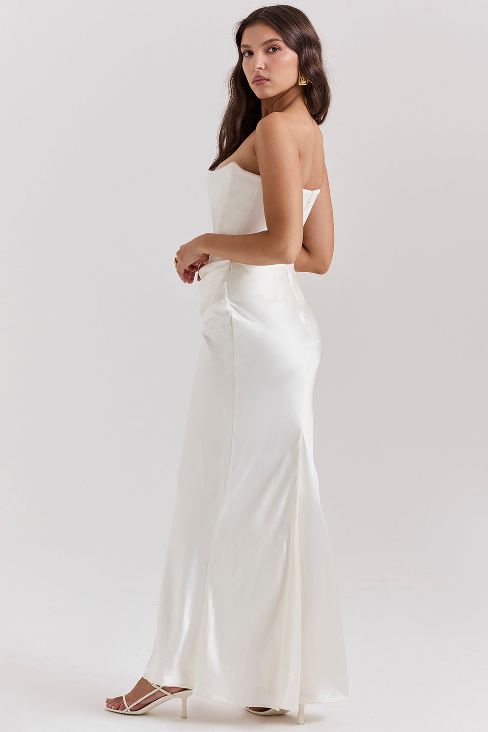 Strapless Corset Sleeveless Herringbone Maxi Dress