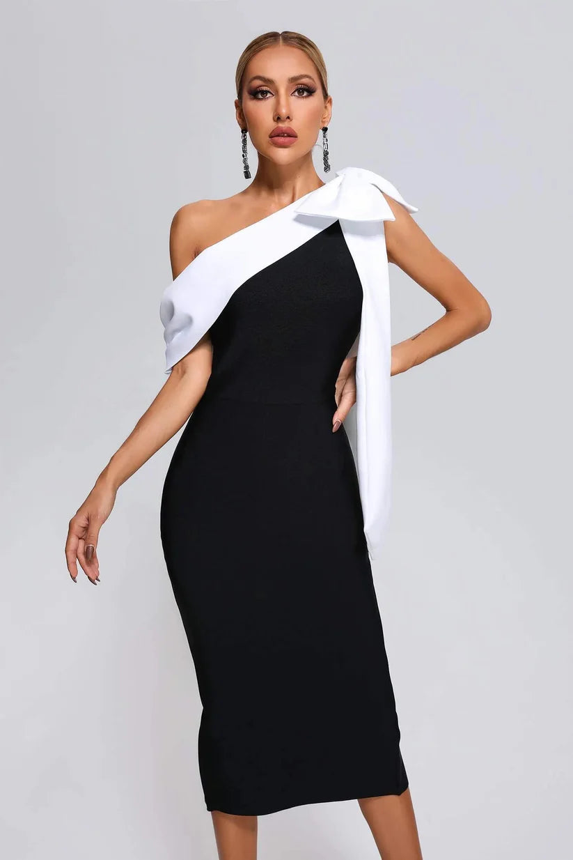 Bow-tie Off Shoulder Midi Dress