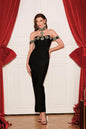 Diamond Off Shoulder Sexy Heavily Embellished One Shoulder Maxi Dress