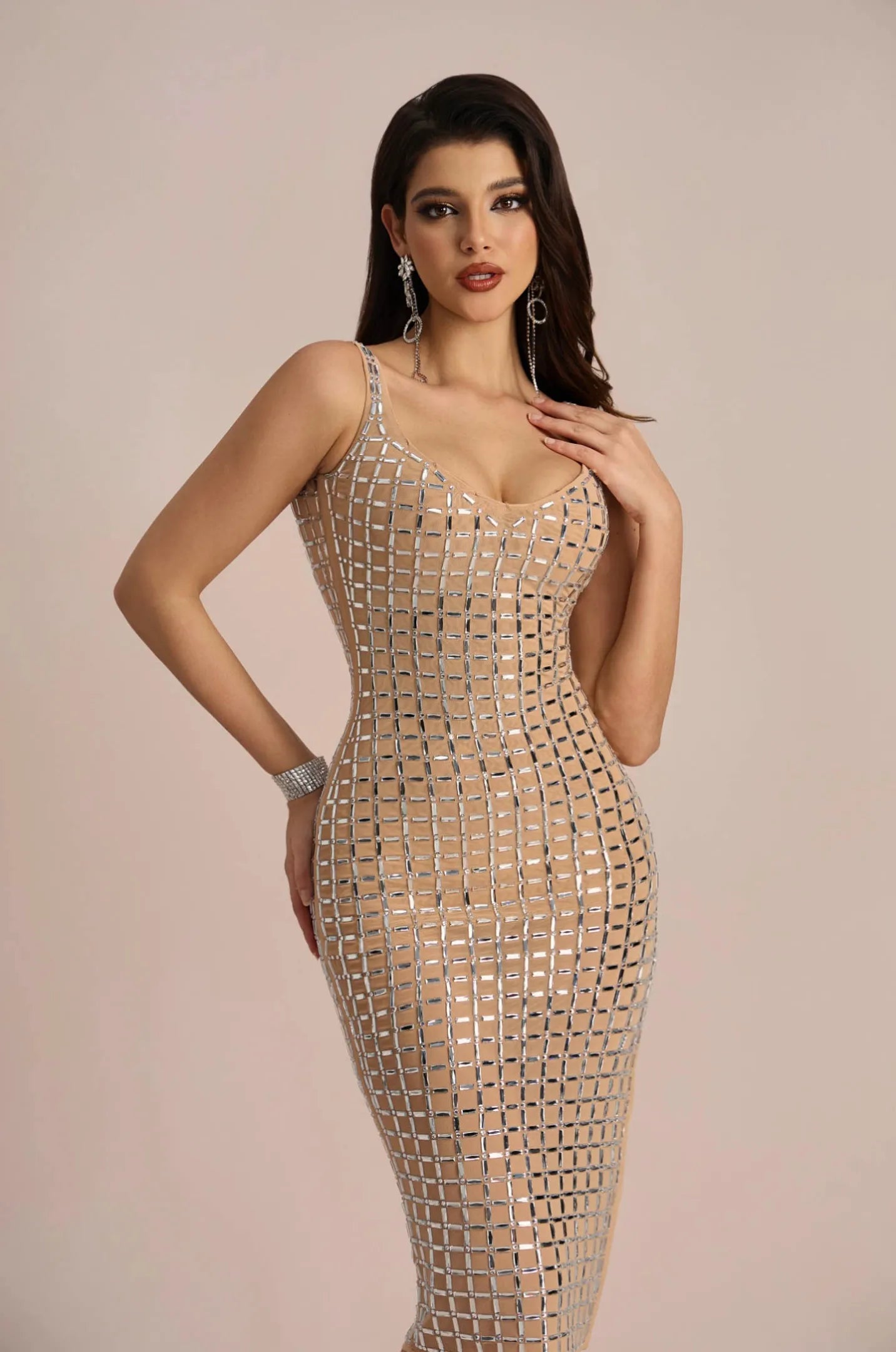 Backless Sling Rhinestones and Body-hugging Design Gown