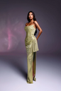 YS-Strapless Dress with Ruched Detailing